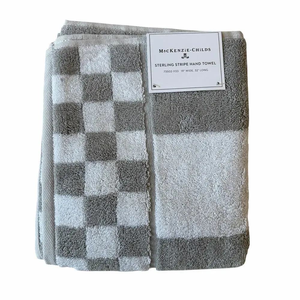 Mackenzie Childs Sterling Stripe Hand Towel 19x32 NEW